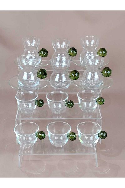 AR HOME 18 Piece Glass Tea & Coffee Set