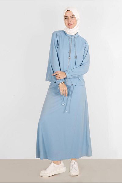 Alvina Two Skirt Tracksuit Set with Elastic Cuffs and Zipper - 42847