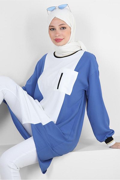 Alvina Two-Color Tunic with Elastic Cuffs 43914