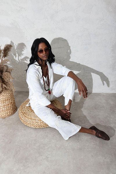 5in1Canpolat White Embroidered White Shirt-Suit 38367