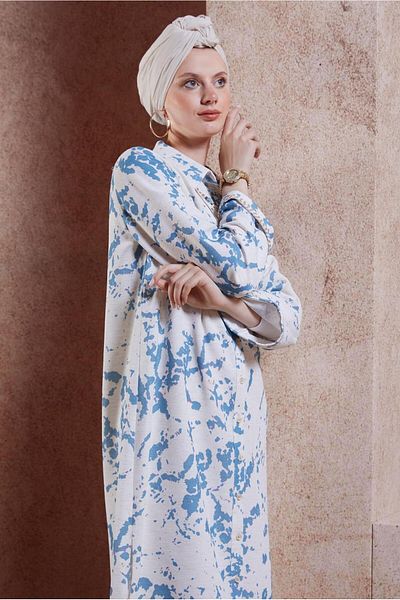Alvina 44673 Model Linen Textured Saw Tunic