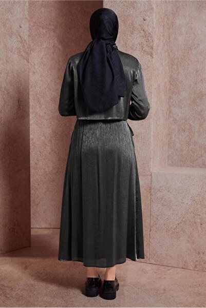 Alvina Satin Textured Skirt Burmuk Suit - 44567