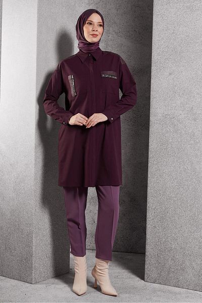Alvina Shirt Collar Saw Tunic 45154