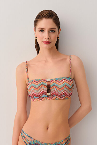 SUWEN Wave Aksesuarlı Straplez Bikini Üst