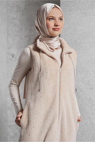 Alvina Stone Detail Plush Vest 45267