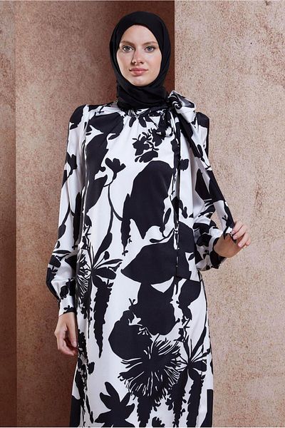 Alvina Satin Patterned Test Dress - 44606