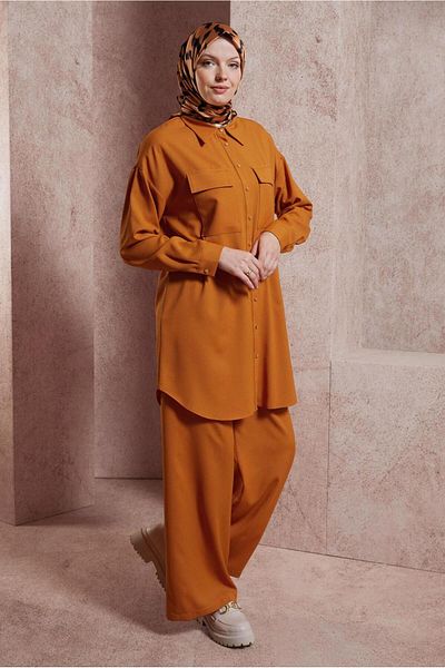 Alvina SHIRT COLLAR PANTS SUIT 44473