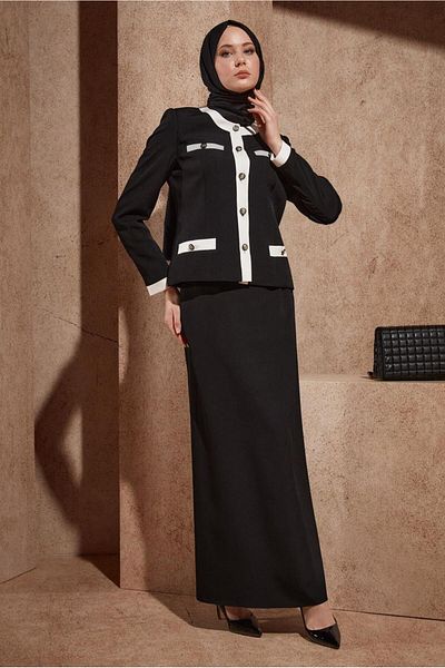 Alvina BUTTON DETAILED SKIRT SUIT 30426