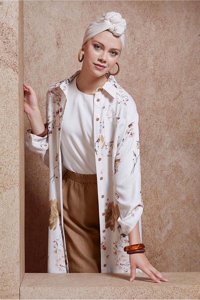Alvina Linen Patterned Trousers Set - 44773