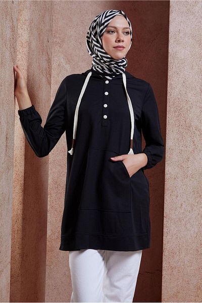 Alvina 44768 Model Hooded Tracksuit Tunic