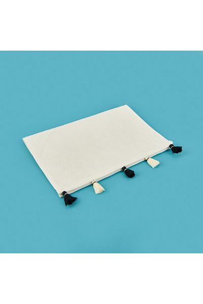 Evidea Soft Thea Tasseled Hand Towel - White - 30X40 cm