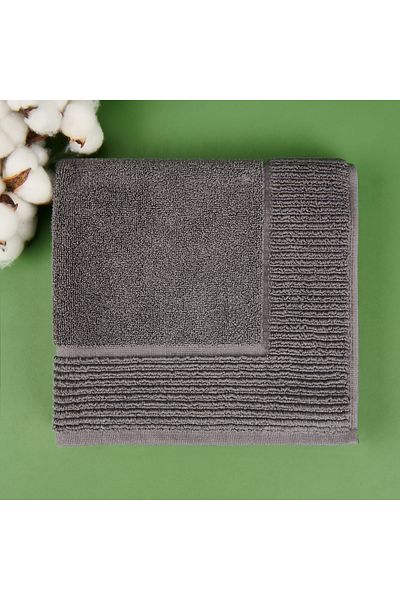 Evidea Soft Bordered Premium Foot Towel - Anthracite - 50X70 cm