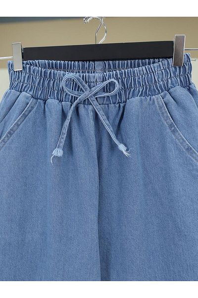 MACMODA Wide Leg Jeans with Elastic Waist Pockets