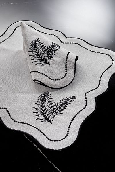 ZEBRA CASA Leaf 2-Piece Napkin Grey/black