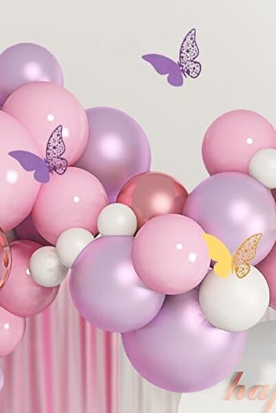 BKMC PARTY Set de 60 de bucăți de decorațiuni pentru petrecere și tort, cu fl...