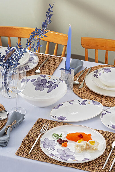 Emsan Isley New Bone 53 Parça 12 Kişilik Yuvarlak Yemek Takımı Lacivert