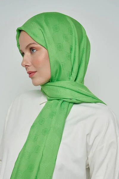 ED Scarf Μοτίβο μονόγραμμα βαμβακερό σάλι Jacquard - Πράσινο