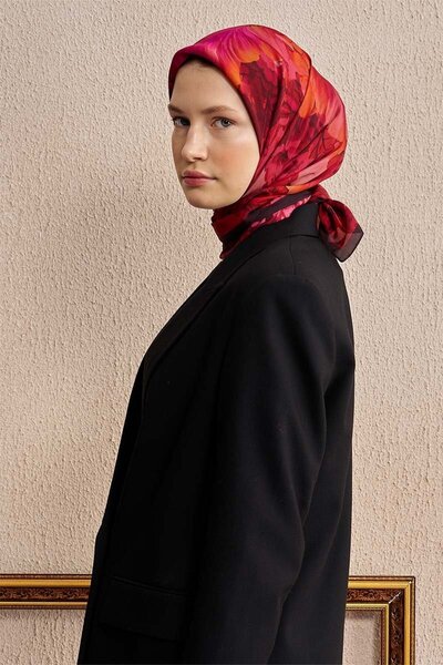 ED Scarf Vision Art Collaction Mirage Eşarp - Bordo