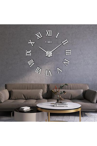 COOYA Living Room Wall Clock,DIY Large Wall Clock Frameless Giant Modern Design,120x120 cm, Mute,White