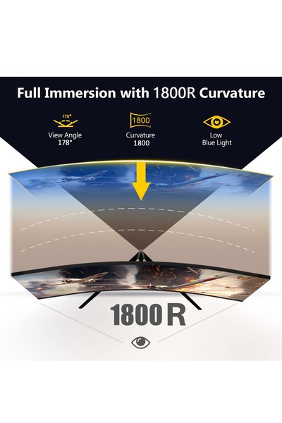FlashHawk شاشة IPS منحنية مقاس 24 بوصة مع شاشة عالية الدقة بالكامل (1920 × 1080)