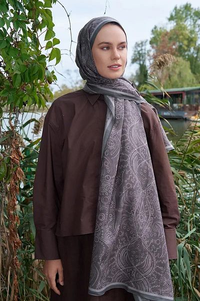 ED Scarf Astra Pattern Cotton Silk Shawl - Sand