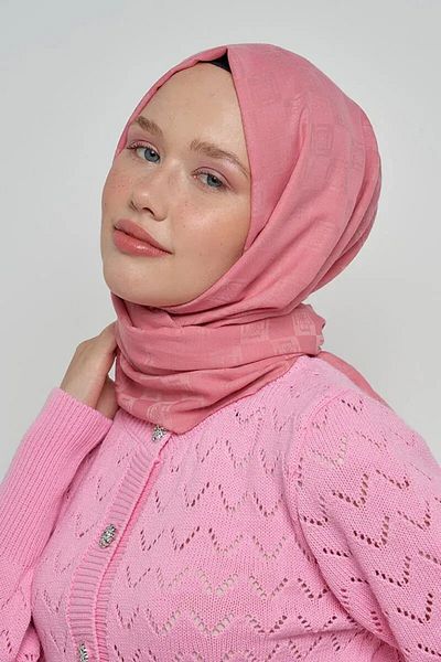 ED Scarf Μοτίβο μονόγραμμα με μεταξένιο σάλι ζακάρ - ροζ