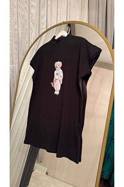 Venoura Μαύρο τουνίκ εσωτερικής ένδυσης με στάμπα αρκουδάκι