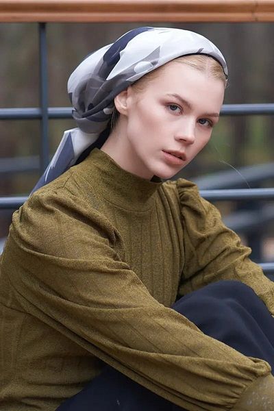 ED Scarf Φουλάρι Freya Pattern Modal - Καπνιστό