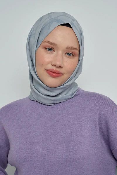 ED Scarf Μωσαϊκό μοτίβο βαμβακερό σάλι ζακάρ - γκρι