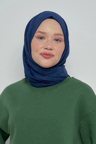ED Scarf Βαμβακερό σάλι με μοτίβο Navy Blue Monogram