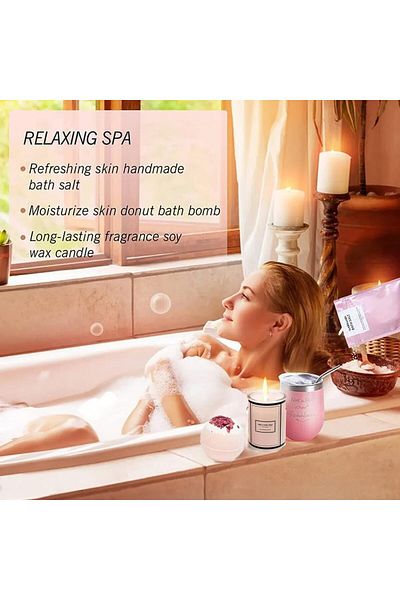 COOYA Spa Gift Set, with Scented Candles & Bath Bombs Bath Soap & Towel, Blindfold, Cup, Home Spa