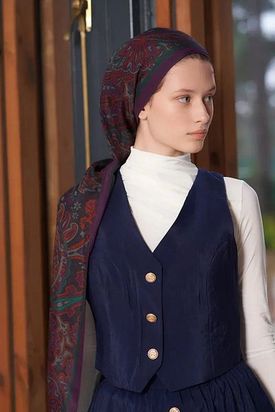 ED Scarf Heritage Visal Shawl - Δαμάσκηνο