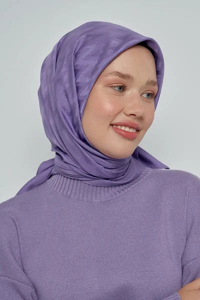 ED Scarf Purple Zigzag Patterned Cotton Scarf