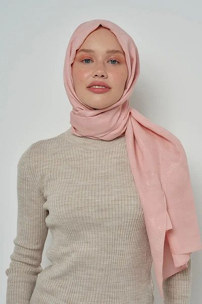ED Scarf Jacquard Cotton Shawl Mosaic Pattern - Powder