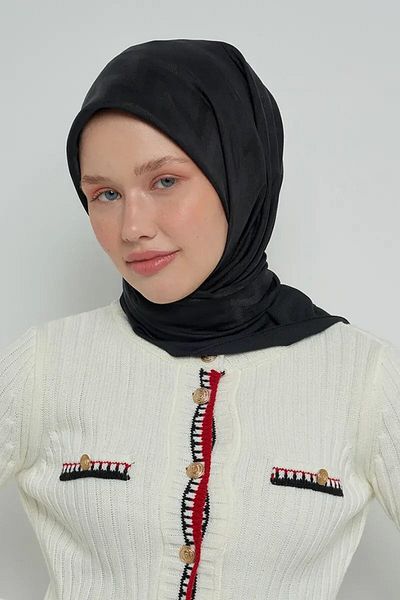 ED Scarf Μαύρο βαμβακερό κασκόλ με σχέδιο ζιγκ-ζαγκ