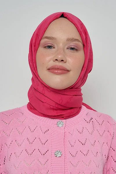 ED Scarf Μοτίβο αλυσίδας βαμβακερό σάλι Jacquard - Ροζ