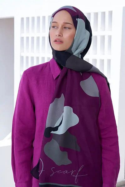 ED Scarf Plum Colored Curated Abstract Shawl