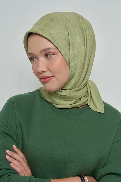 ED Scarf Βαμβακερό κασκόλ με πράσινο μονόγραμμα