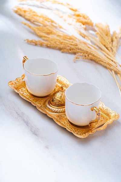 ACAR Ayla 2-Person Presentation Coffee Cup Set with Tray - 90 ml