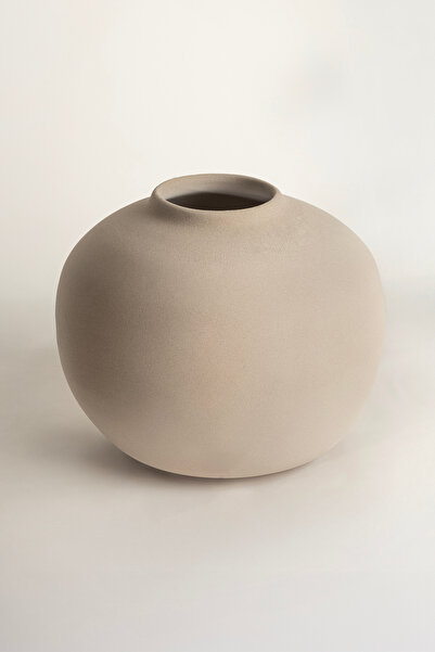 Koza Home Офелия Стоун Текстурирана кръгла керамична ваза в цвят канела 8627