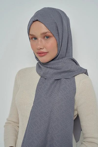 ED Scarf Μοτίβο γραμμής μεταξένιο σάλι ζακάρ - καπνιστό