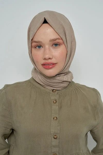 ED Scarf Памучен шал с цветен мотив - норка