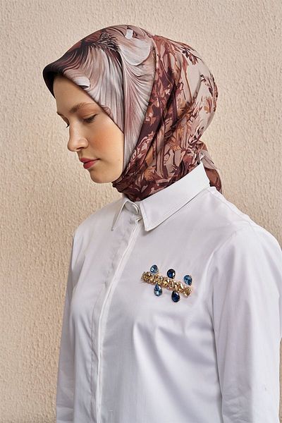 ED Scarf Vision Art Collaction Mirage - Καφέ Φουλάρι