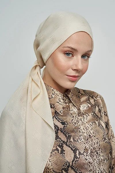 ED Scarf Μοτίβο μονόγραμμα βαμβακερό σάλι Jacquard - Κρέμα