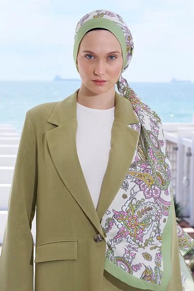 ED Scarf Πράσινο κρεμ σάλι Secret Garden