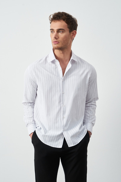 Mesfeno Boxy Fit Striped Men's Shirt