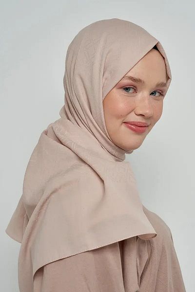 ED Scarf Model de linie de șal jacquard mătăsos - Ecru