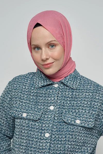 ED Scarf Model de linie de șal jacquard mătăsos - roz