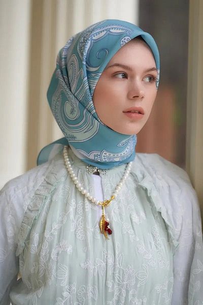 ED Scarf Eșarfă modal cu model cu motive - albastru