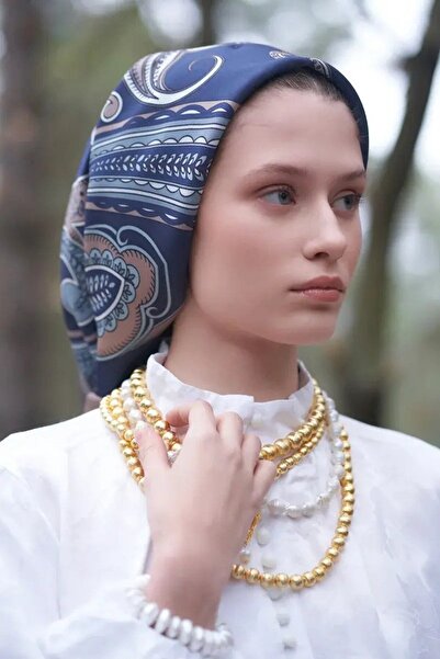 ED Scarf Motif Desen Modal Eşarp - Lacivert